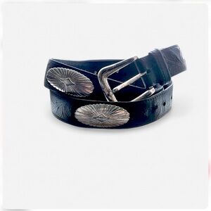 Black Leather Western Concho Belt